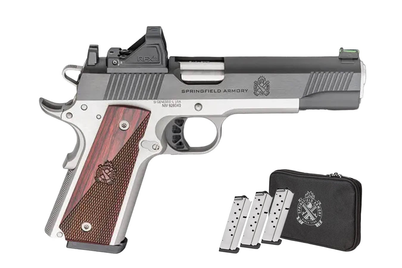 Springfield 1911 Ronin AOS 45 ACP Firstline Gear Pac with 5 Inch Barrel, Viridian Green Dot, 4 Mags and Pistol Bag